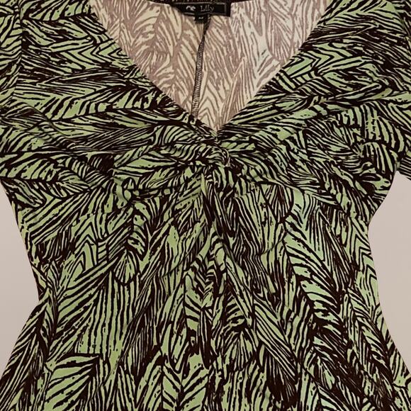 Leaf print twist bust top with three quarter sleeves, fairy boho chic hippie - Picture 3 of 4